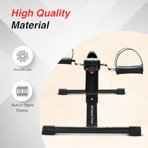 Amazon Brand - Symactive Fitness Mini Cycle Pedal Exerciser | Heavy Material | with Adjustable Resistance Levels and Digital Display | Compact & Portable Design (Black) 2