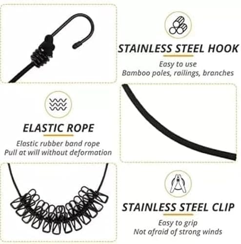 UPRONEX21 Portable Cloth Drying Rope with 12 Built-in Clothespins, Windproof Travel, Elastic Retractable Drying Rope with Hooks for Camping, Hiking, Hotel, Backyard, and Indoor Use (Pack of 1) 4