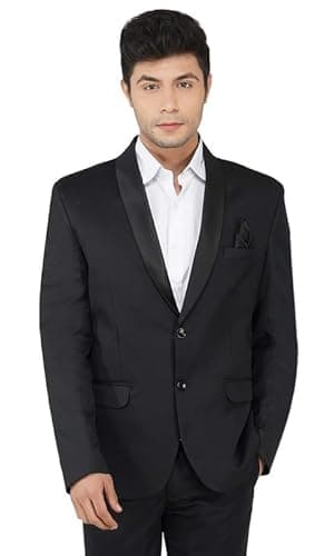 TAHVO Men's Blazer Slim Fit Single Breasted Black Solid Formal Blazer for Men & Boys Size 36