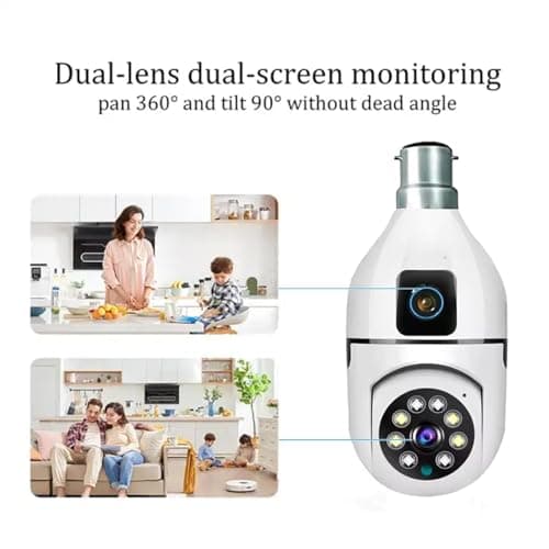 JB Supar Dual Lens 4MP/8MP WiFi CCTV Camera for Home Indoor | Full HD | Night Vision | Motion Detection | Two Way Audio | Wireless Security Camera with Mobile App V380 Pro (Dual Lens Light Camera) 5