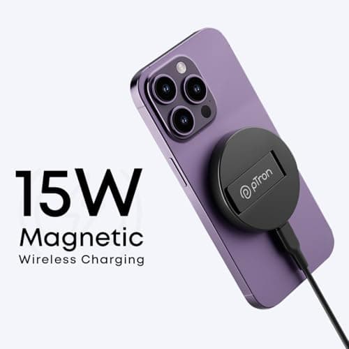 pTron Dynamo Ring V2 15W Magnetic Wireless Charger, Compatible with iPhone 15/14/13/12 Series, Samsung & Other Qi2 Enabled Devices, Compact & Sleek, 3A Type-C to Type-C 1m Cable Included (Ink Black) 2