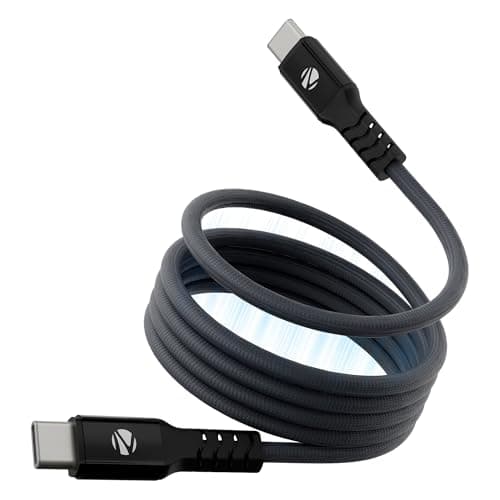 Zebronics Type C - Type C Magnetic Braided Cable, 60 Watts, Upto 480Mbps Data Sync, Fast Charging, 1 M, Compatible with iPhone 15 & 16 Series, iPad, MacBook, Samsung, Android (Wattz 60MCC1, Dark Blue)