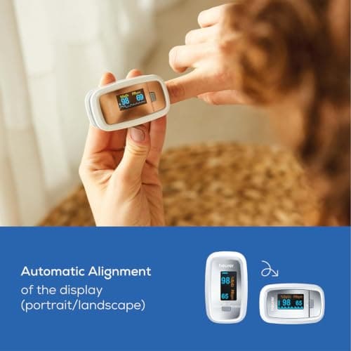 Beurer German Engineering PO 30 Pulse Oximeter I Displays Blood Oxygen Saturation (SPO2) and Heart Rate (Pulse) I Highly Reliable I Tip Oximeter with colour display and 4 Rotation Views I Painless I 3 5