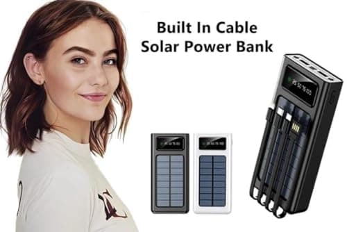 AMYTEL Power Spark 4WIRE 10,000mAh Solar Power Bank with LED Light, Type-C & Micro USB, Fast Charging Portable Charger – Black 5