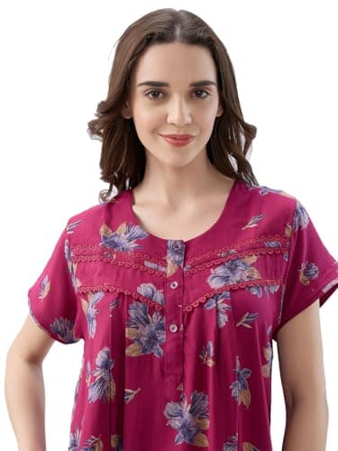 AV2 Women Printed Alpine Nightwear Nighty Maxi Pink X-Large 7285 4