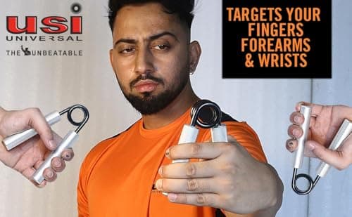 USI UNIVERSAL Steel Heavy Duty Hand Grip Strengthener, Wrist & Forearm Hand Exerciser, Finger Exerciser, Hand Gripper Grip Strength Trainer (Silver-300 lbs/150Kg Weight Capacity) 2