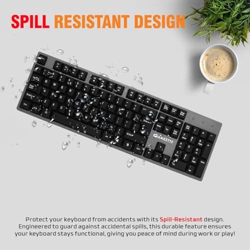 Amkette Lexus Neo Keyboard Mouse Combo Wired for Laptops, PCs, & USB-Compatible Devices | UV-Coated, Long-Lasting, Anti-Fade Keys | Spill-Resistant Design | Multimedia Keys | Comfortable Typing (Grey) 5