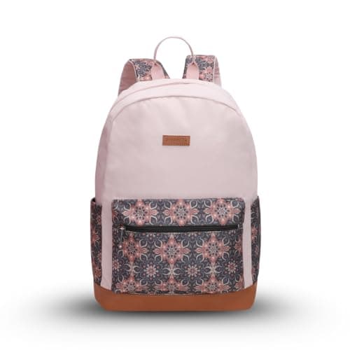 Protecta | Fusion | Backpack | Pink & Vintage Print | For MacBook & Laptops | College Office | Travel | Made in India | Lightweight | Durable | Women