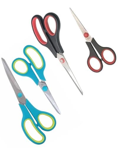 Multipurpose Scissors Set, All-Purpose Set Scissors for Office, School, Home, Sewing, Crafts, Comfort Grip Handles, 4 Pack, Multicolor
