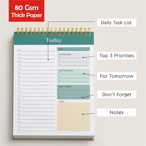 To Do List Notepad - Daily Planner Notepad Undated 54/108 Pages Sheets Tear Off, 6.5" x 9.5" Planning Pad Checklist Productivity Note Pad for Work and Personal Organized (Green) 4