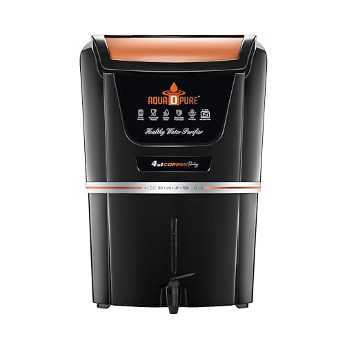 AQUA D PURE 4 in 1 Copper RO Water Purifier with Purification Filtration, UV, UF, TDS Adjuster and 12 Liter Large Storage Tank, Suitable for all type of water supply