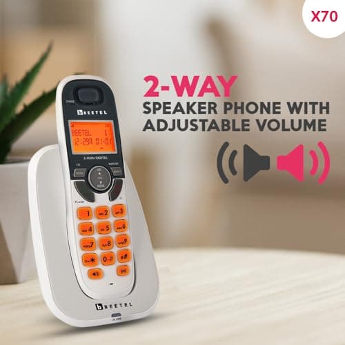 Beetel X70 Expandable Cordless Landline Phone, 2.4GHz Frequency, 2 Way Speaker Phone, Ringer Volume, LED Notification for Ringer and Charging (X70)(White) 2