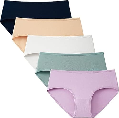 Amazon Brand - LOURYN KOULYN® Women Soft Cotton Hipster Ladies Plain Bright Panty/Innerwear Inner Elastic Underwear Combo Pack 5 (Colour May Very) (3XL, Solidcolor)