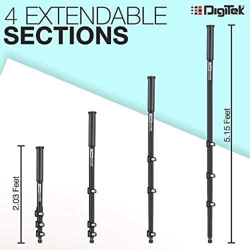DIGITEK® (DMP 60N) Professional Monopod with 4 Extendable Sections & Dual Mount Thread Adapter (1/4inch and 3/8inch), Load Upto: 5 kgs, Max. Operating Height: 5.15 Feet (Black) 2