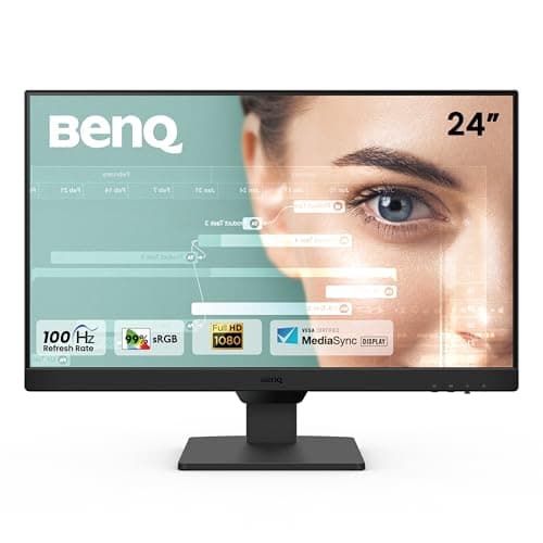 BenQ GW2490 24" (60.96 cm) 1920x1080p FHD IPS Monitor| 100Hz|99% sRGB|Eye-careU|Dual HDMI|Display Port|Bezel-Less|Eyesafe|VESA MediaSync|B.I.|Low Blue Light+| Speakers|VESA Wall mountable(Black)