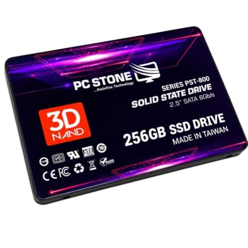 PC STONE 256GB SSD SATA III 6Gb/s 2.5 Inch Internal Solid State Drive, 3D NAND SSD for Laptop and Desktop