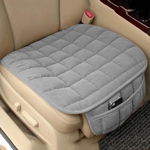 HSR Comfortable Ultra-Soft Memory Foam Car Seat Cover with Non-Slip Grip and Storage Pouch – Universal Fit, Car Seat Cover (Gray Front 1PC)