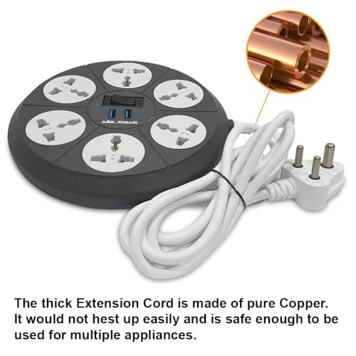 STANDLAST 6-Socket Extension Board with 2 USB (2.4A) | 1.8 Meter Surge Protector & 10A Spike Guard | Heavy Duty Extension Cord | Universal Socket Power Strip for Home,Office,TV, PC & Appliances - Grey 5