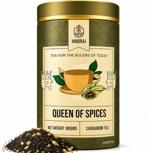 House of Hindraj Queen of Spices Elaichi Masala Tea Loose Leaves 180 g Aromatic Kadak Chai with Cardamom Rich Spiced Flavor, Natural Cold Relief, Caffeine-Free