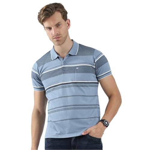 Monte Carlo Men's Regular Fit Polo T-Shirt | Half Sleeve | Striped Pattern| Casual Everyday Wear | Stylish & Comfortable Tshirt for Men Blue 3XL (Pack of_1)