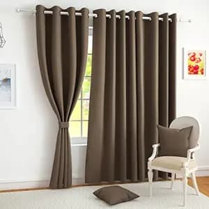 Story@Home 100% True Blackout Window Curtains 5 Feet Set of 1 | Plain Design | Room Darkening Curtain | Thermal Insulated Curtains for Living Room, Bedroom | (116 x 152 cm, Copper Brown)