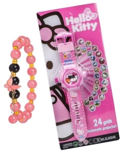 Acnos 24-Image Projector Watch for Girls Cartoon with Bonus Butterfly Bracelet