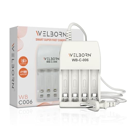 WELBORN WB-C-006/PCR AA/AAA Battery Charger (4 Cells) – Smart Charging for NiMH/NiCd Batteries with LED Status Indicator