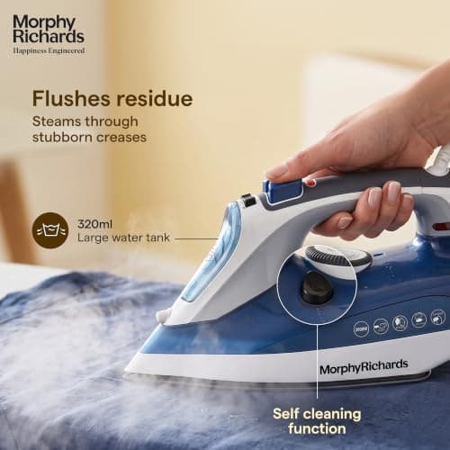 Morphy Richards Super Glide 2000W Steam Iron with Steam Burst, Vertical and Horizontal Ironing, Ceramic Coated Soleplate, Blue 5