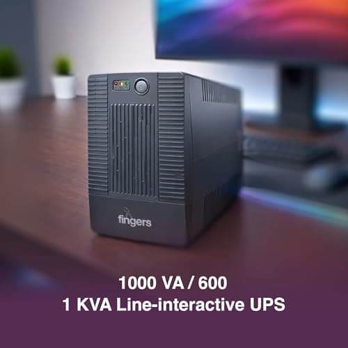 FINGERS Fast-Recharge UPS FR-1097-4S (1000VA / 600W Line-Interactive UPS, 33% Faster Recharge, Extended Battery Backup, AVR Voltage Stabilization, Generator & Inverter Compatible) 4
