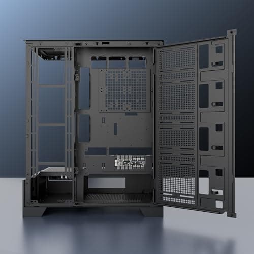 daWg Y' Series 990 Mid-Tower Glass Gaming Cabinet/Case, Pre-Installed 360mm Display AIO, 10 RPM Indicator Fans, Control Dashboard, Support Vertical GPU, EATX, ATX, mATX, Mini ITX, ARGB, USB-C (Black) 4