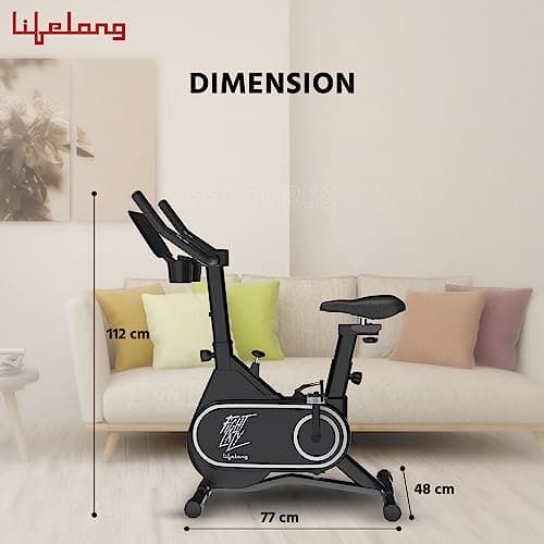 Lifelong Fit Pro Spin Fitness Bike with 7Kg Flywheel, Adjustable Resistance & Heart Rate Sensor for Fitness at Home Workouts|Max Weight Capacity: 120 kg (LLSBB50, Black) 4