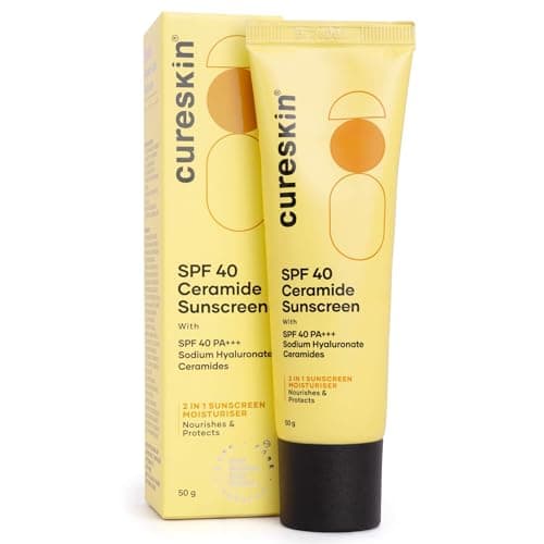 Cureskin SPF 40 Ceramide Sunscreen with Hyaluronic Acid & Ceramides | 2-in-1 Sunscreen Moisturiser, Broad Spectrum, SPF 40 & PA+++, 50 g (Pack of 1)