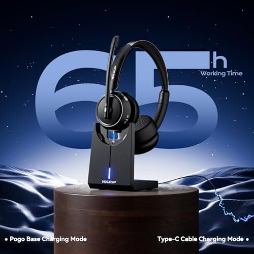 Waxop Wireless Headset with Mic for Work, Bluetooth Headset with Noise Cancelling Mic & Mute Button, Wireless Headphones with Mic for Remote Workers/Office Professionals/Call Center/PC/Laptop 4