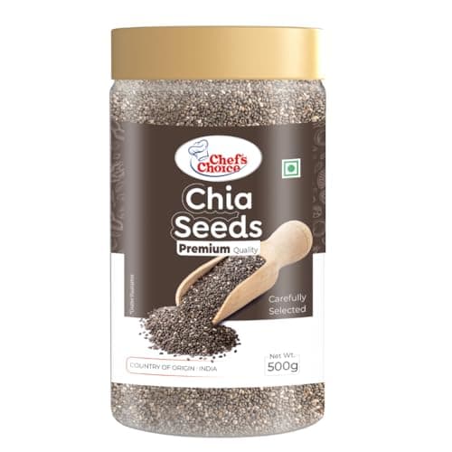 Chef’s Choice Premium Chia Seeds 500g | 100% Natural & Clean Superfood Seeds for Eating | Rich in Omega-3, Fiber & Protein | Helps in Weight Management & Hydration | Calcium & Antioxidant Rich Seeds