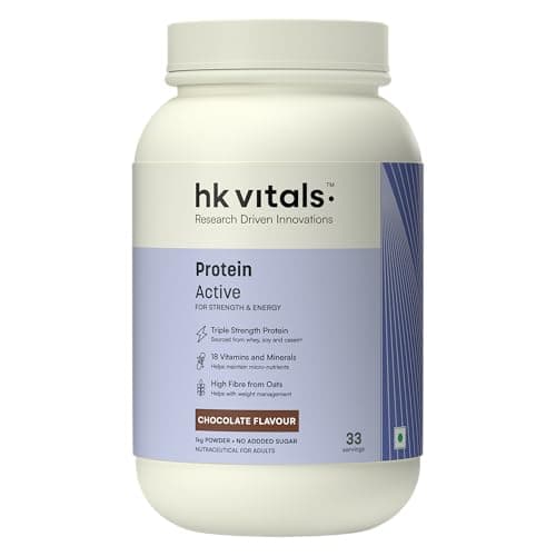 hk vitals Protein Active (Chocolate, 1kg / 2.2lbs) | All in One Triple Strength Protein | Immunity, & Stress-Relief