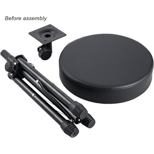 Kadence THRN-NK125 Home Series Round Drum Throne | 360° Swivel Seat | Height Adjustable Tripod Base | High-Density Foam Cushion | Black 2