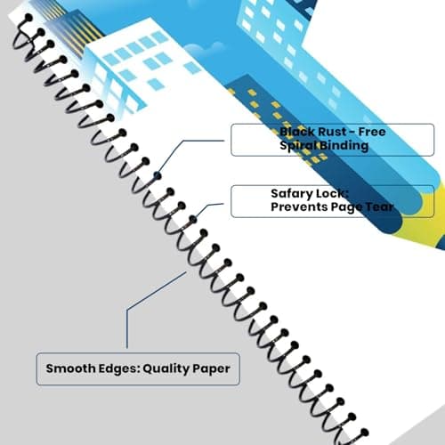 Unigo A4 Size Spiral Notebook, Single Line Ruled, Bright & Smooth Paper, 29.7 x 21 cm, (300 Pages, Uni-10) 3