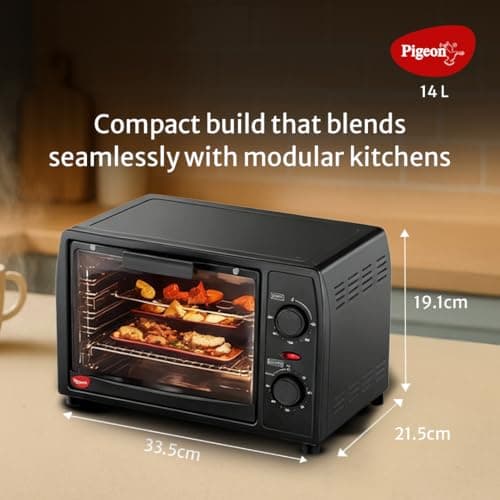 Pigeon Oven Toaster Grill 14 Liters OTG| 900 Watts| Toast, Grill, Bake & Roast | Heat Resistant Tempered Glass| Black 4