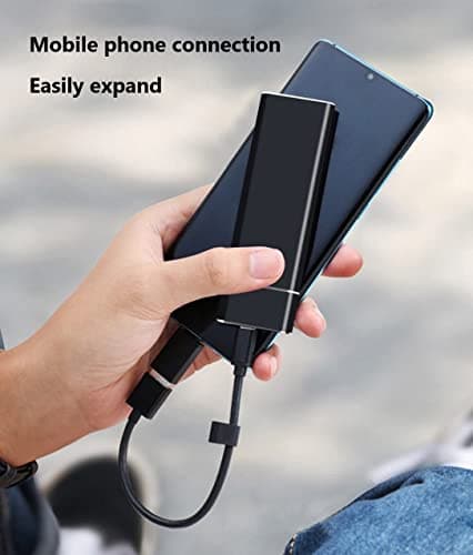 ELBME External Hard Drive Portable SSD External Hard Drive,Solid State Data USB 3.0 Type-C Support for Computer Backup Drive Windows XP PC Laptop and Mac Data Storage Transfer Black 1TB 4