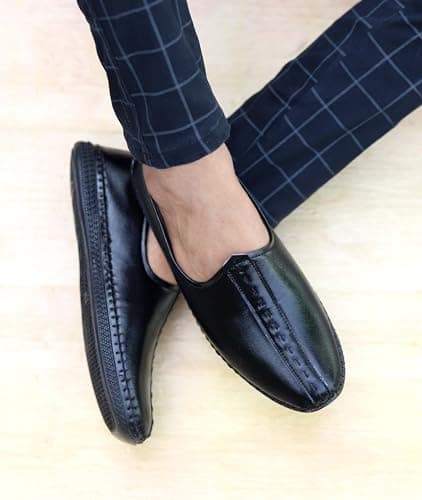 Zixer E7008 Ethnic Wear Wedding Party Half Shoes for Men Mojri Casual Formal Back Open Shoe Casuals for Men Black 4