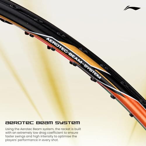 Li-Ning G-Force 5900 Superlite Strung Badminton Racquet with Free Head Cover| 79 Grams (Black/Gold) 4