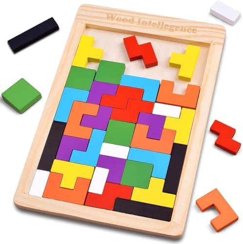 Chocozone Wooden Russian Blocks Puzzles for Kids Adults, Tetris Intelligence Puzzle for Ages 3-8, Brain Teasers STEM Learning Toy Educational Gift