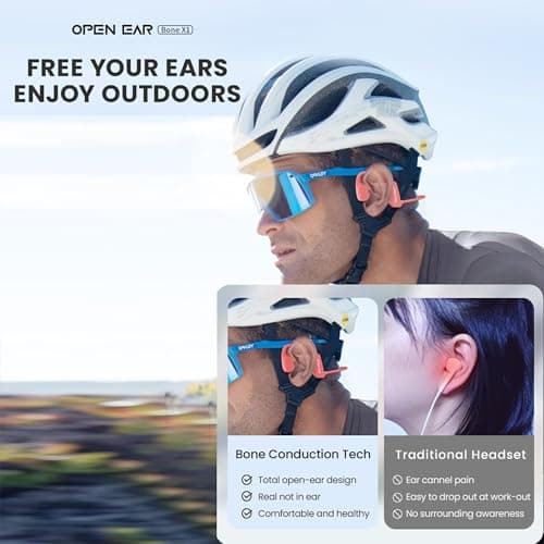 XIMAND Bone Conduction Headphones, Bluetooth 5.3 Open Ear Wireless Earbuds with Mic, IPX5 Waterproof Open Earphones for Running Cycling Workout, 6H Playtime - Black 2
