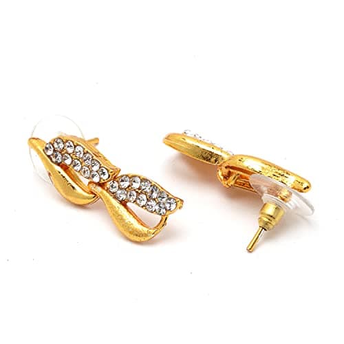 ZENEME Women American Diamond Studded Intrcately Designed Leaf Shaped Necklace With Earring Jewellery Set For Women and Girl (Style 1) 6