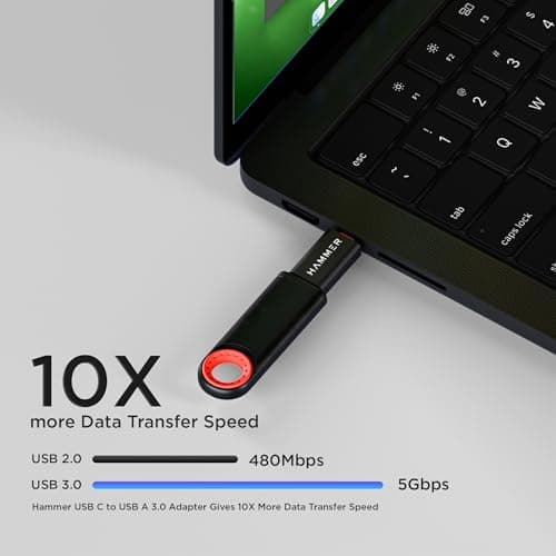 HAMMER USB 3.0 to Type C OTG Adaptor, High Speed Data Transfer, Compatible for All Type C Devices, Smartphones, Laptops, Tablets, Chargers, MacBook (Black) 5