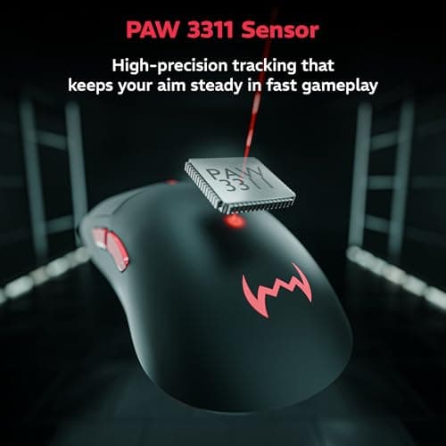 daWg Slay 50, 12000 DPI Wireless Gaming Mouse, PixArt 3311, 80Hrs* Backup, 1000Hz, 65gm Lightweight, 300IPS, 35G Acceleration, 6 Buttons, 20M Switch, RGB Charging Dock, Tri-Model (Black) 4