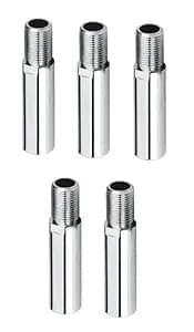 KINIK CP Brass Extension Nipple 4 Inch Length 3 8 Inch Thread Size Chrome Finish Plumbing Pipe Fitting Pack of 5
