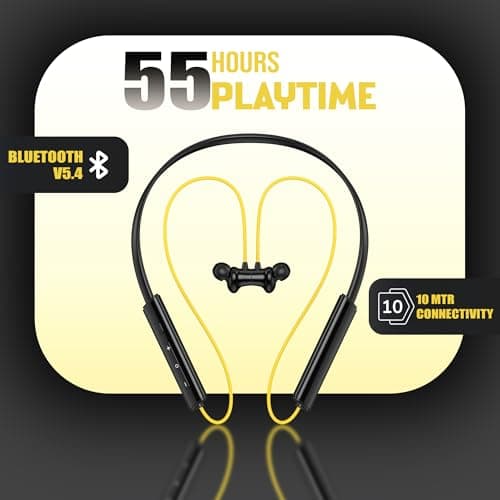 Kratos N6 Bluetooth Neckband with 55H Playtime, Deep Bass, Stereo Sound, HD Calls, Magnetic Earbuds, Voice Assistant, Type-C Fast Charging, Rich Audio, Hollow Switch for Comfort & Style 2