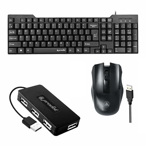 Prodot Set of 3 High-Performance 247s Keyboard, 175 Mouse Combo with USB Hub Combo Set for Laptop, Computer, PC