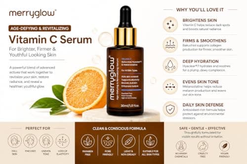 Merryglow Age-Defying & Revitalizing Vitamin C Serum with Bakuchiol, Hyaclear®7 & Melanostatine, All Skin Types, 30ml 5